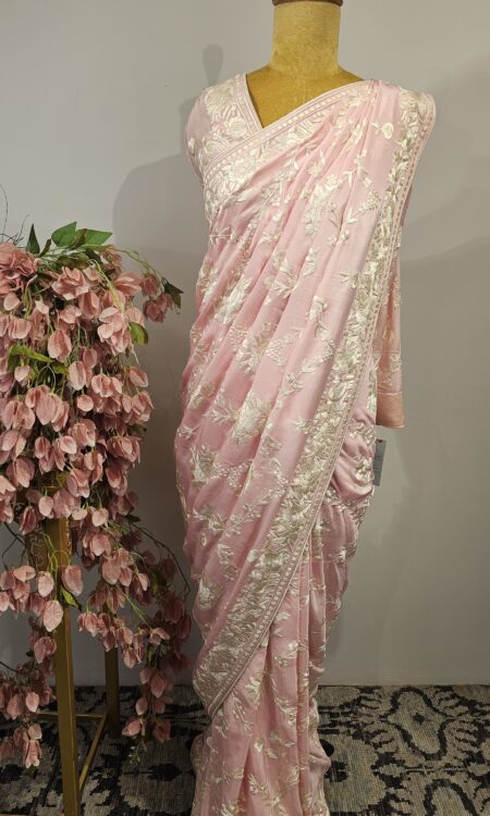 Light pink colour parsi gara saree