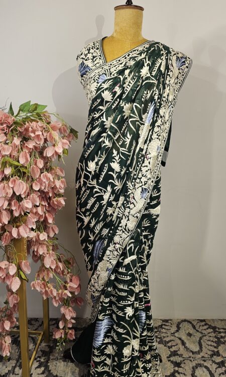 Dark green colour parsi gara