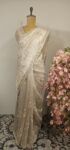 Ivory colour organza saree