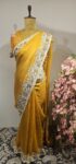 Yellow colour organza saree