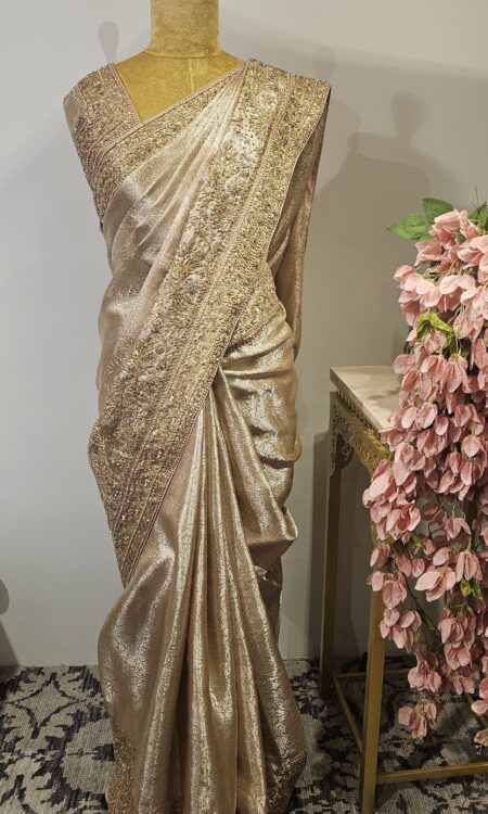 Pastel pink colour banasari saree