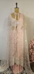 Light pink drape saree with cape