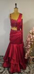 Red colour drape saree