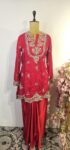 Red colour drape skirt with top