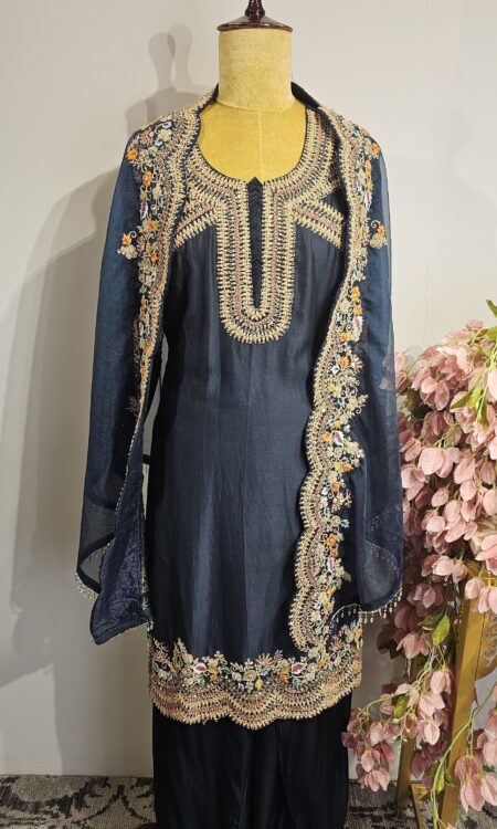 Navy blue colour kurthi set