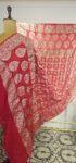 Red bandhani dupatta with zari weaving Ghatchola concept (odhana)