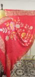 Red  Bandhani silk Dupatta with zari weaving (odhana).