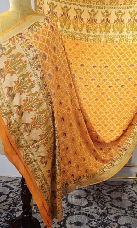 Yellow colour bandhani duppatta