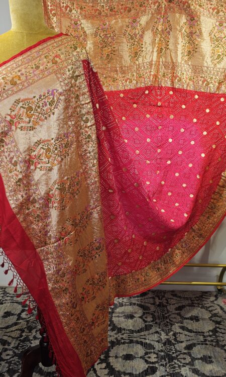 Red ombre bandhani dupatta