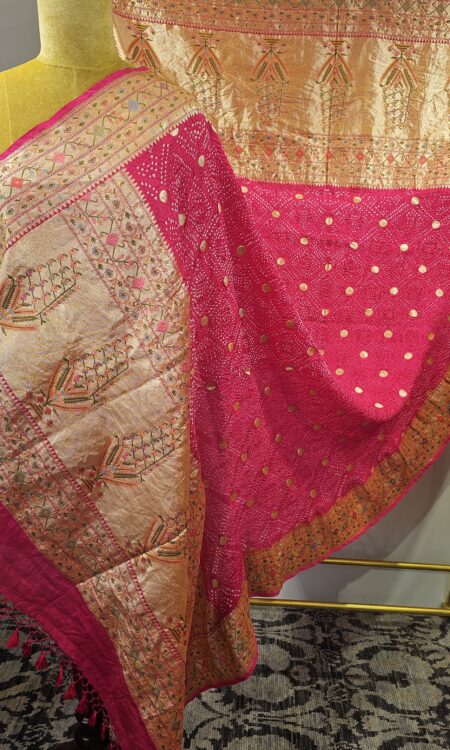 Pink bandhani dupatta