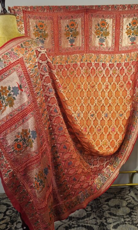 Red-orange (pilia) Bandhani Dupatta