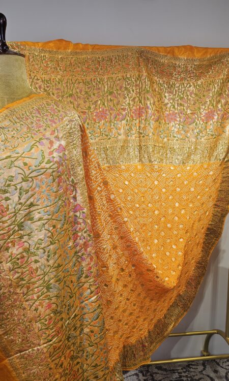 Yellow banarasi silk bandhani dupatta