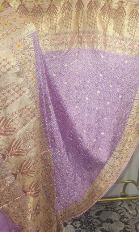 banarasi silk bandhani dupatta with paithani concept