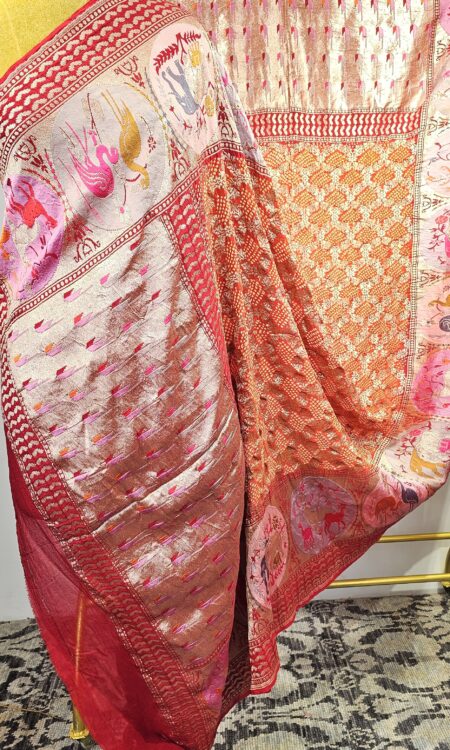 Red-orange Bandhani Dupatta