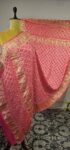 Pink bandhani dupatta with ratha yatra concept