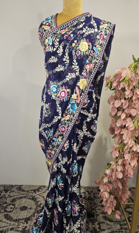 Voilet colour parsi gara saree
