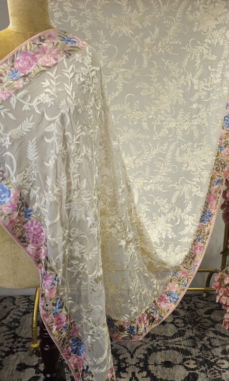 White parsi dupatta