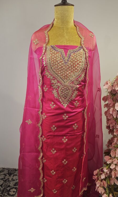 Pink colour unstitched suit
