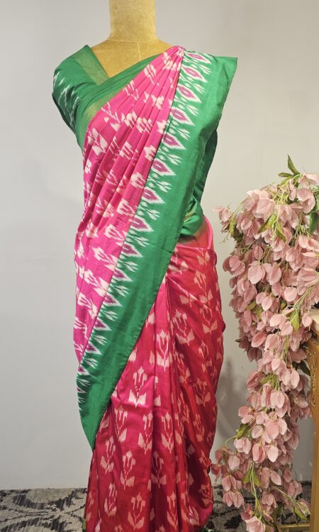 Pink Ikat saree