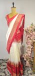 White Ikat saree