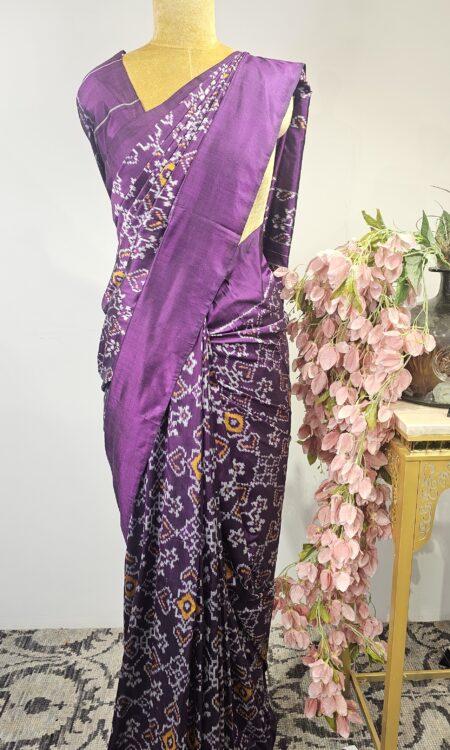 Wine Ikat saree