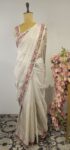 Silver Tissue organza petit point saree