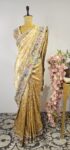 Golden banarasi tissue with petit point embroidery