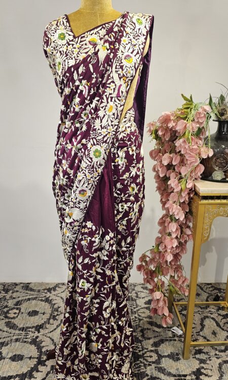 Wine parsi saree