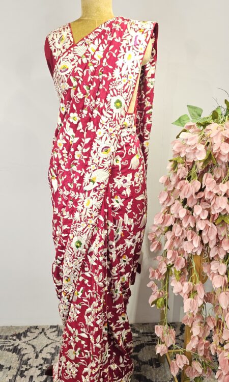 Red Parsi saree