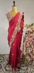 Red organza saree