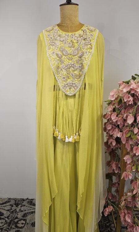 Light green colour palazzo with cape