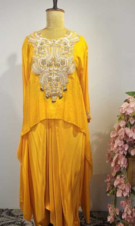 Kesari Colour dhoti pant & top