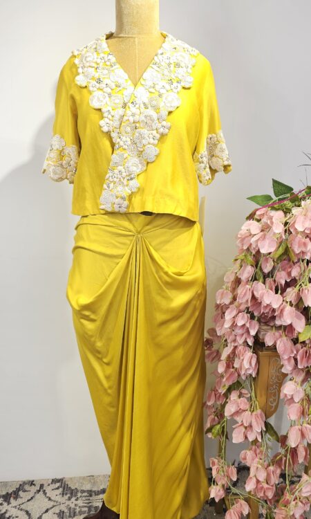 Mustard yellow Indo-Western set