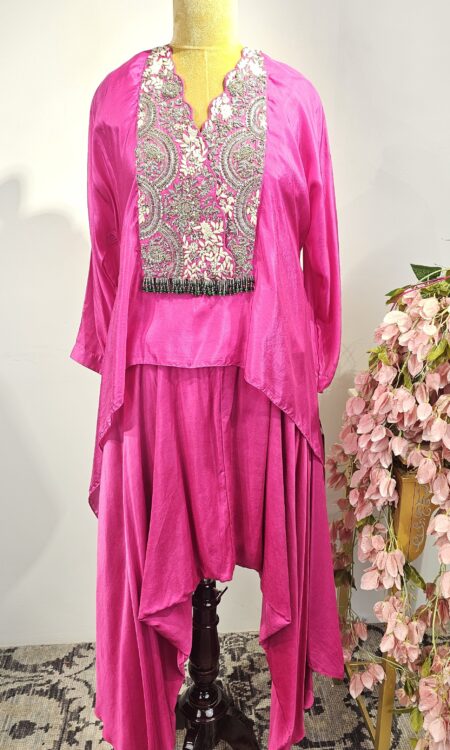 Hot pink dhoti pant & top