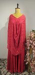 Hot pink colour gown with kaftan