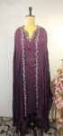 Wine colour cape style top with drape pant