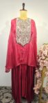 Red colour drape skirt with cape