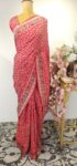 Red bandhani saree with