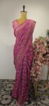 Pink bandhani saree