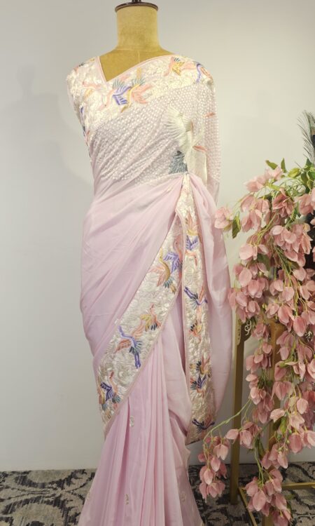 Powder pink parsi saree