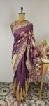 Wine colour bandhani saree