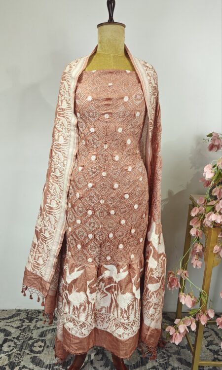 Parsi with bandhani unstitched suits