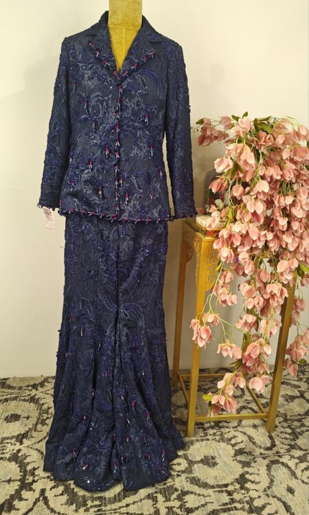 Blue indo western party wear