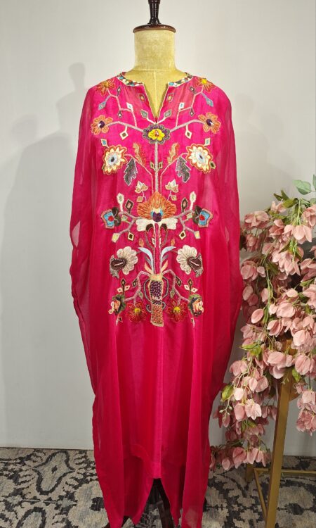 Pink colour cape top with flared pants