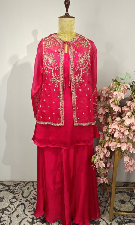 Pink colour flared pant and top