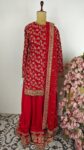 Red color 3pc sharara set