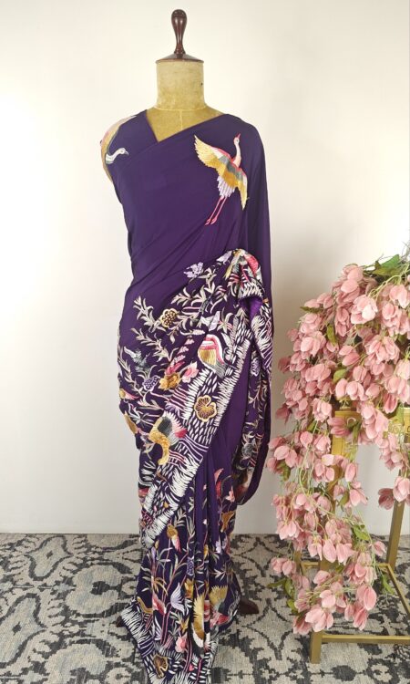 Purple colour parsi saree