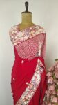 Red colour parsi saree