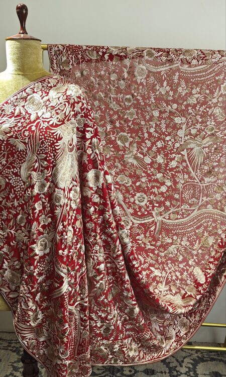 Maroon colour parsi duppatta
