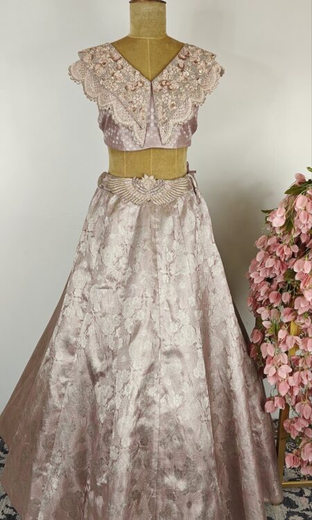 Onion pink indo western lehenga